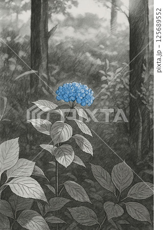 森に咲く一輪のあじさい – 16のアートスタイルで巡る表現 125689552