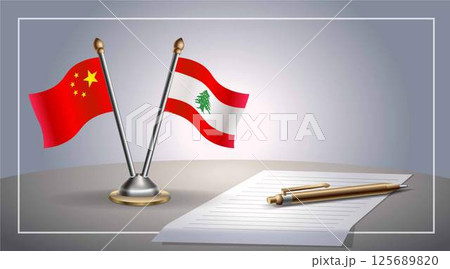 Small national flag of China and Lebanon flag Relation, Template Vector Illustration Small national flag of China and Lebanon flag Relation, Template Vector Illustration 125689820