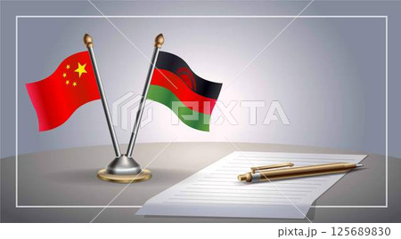Small national flag of China and Malawi flag Relation, Template Vector Illustration 125689830