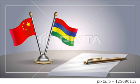 Small national flag of China and Mauritius flag Relation, Template Vector Illustration Small national flag of China and Mauritius flag Relation, Template Vector Illustration 125690118