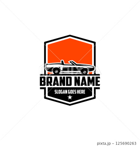 legendary car mustang mach 1 isolated on white background side view. best for logos and badges. with amazing twilight view 125690263