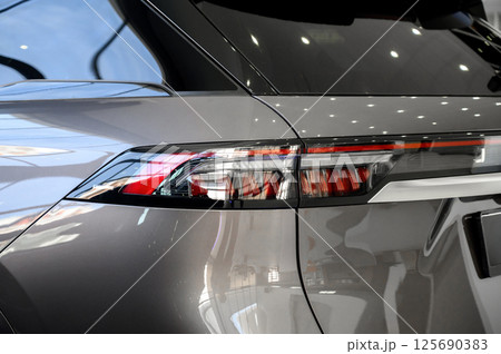 Close up of rear taillight on a vehicle 125690383