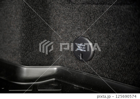Large black empty car trunk. Open car trunk close up 125690574