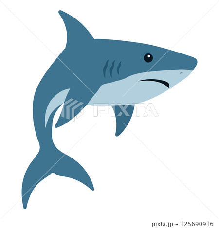 Cartoon Shark Illustration flat animal Cartoon Shark Illustration flat animal 125690916