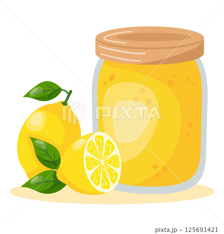 Jar of lemon jam with pears Jar of lemon jam with pears 125691421