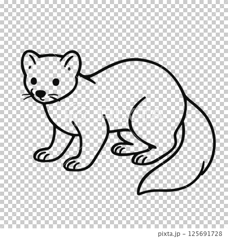 テンの線画イラスト、シンプル、アイコン、塗り絵、素材、背景なし テンの線画イラスト、シンプル、アイコン、塗り絵、素材、背景なし 125691728