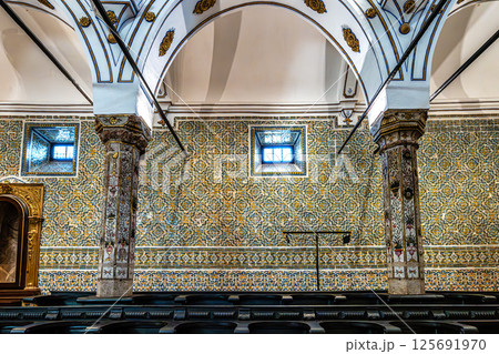 Setubal, Portugal - Feb 28, 2025: Interior of Monastery of Jesus of Setubal in Portugal. Church of the former Monastery 125691970