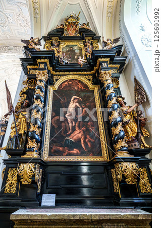 Passau, Germany - Apr 16, 2025: The interior of Parochial Church St Paul, the oldest parish church of Passau, Germany Passau, Germany - Apr 16, 2025: The interior of Parochial Church St Paul, the oldest parish church of Passau, Germany 125691992