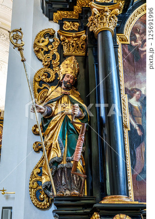 Passau, Germany - Apr 16, 2025: The interior of Parochial Church St Paul, the oldest parish church of Passau, Germany 125691996