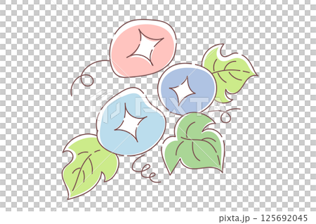 簡單可愛的牽牛花向量插圖 125692045