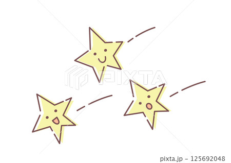 かわいい笑顔の流れ星のベクターイラスト 125692048