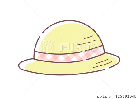 シンプルかわいい麦わら帽子のベクターイラスト 125692049
