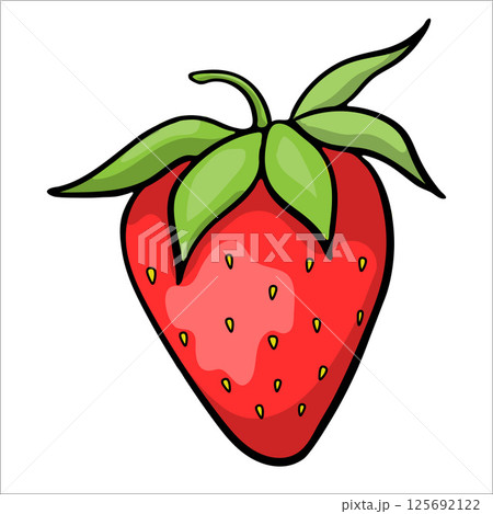 Red Ripe Drawn Strawberry On White Background Red Ripe Drawn Strawberry On White Background 125692122