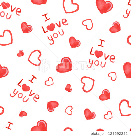 Seamless Pattern Watercolor Hearts Valentino Day Seamless Pattern Watercolor Hearts Valentino Day 125692232