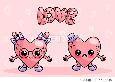 Valentino Day pattern on a pink background 125692240