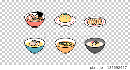 シンプルなラーメンのバリエーションセットのイラスト 125692437