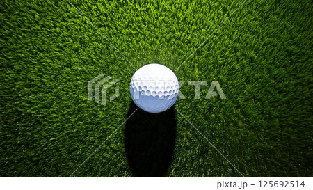 ゴルフのイメージ 上から見たゴルフボールと芝生 おしゃれ 背景素材 AI生成素材 125692514