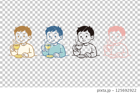 Illustration of a man enjoying coffee Illustration of a man enjoying coffee 125692922