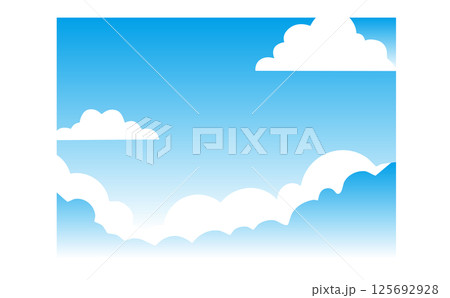 青空と夏らしい雲のイラスト 125692928