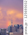 夕焼けの東京スカイツリーと虹 125693032