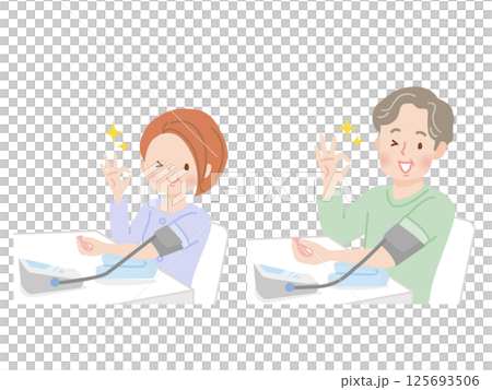 Middle couple to measure blood pressure Middle couple to measure blood pressure 125693506
