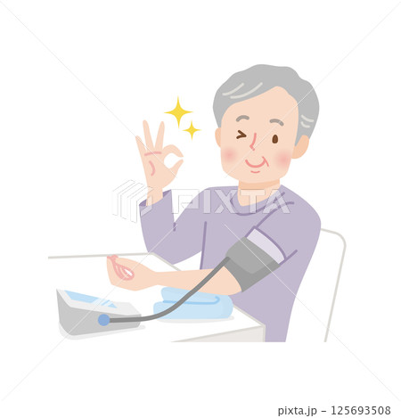 血圧を測るシニア男性 血圧を測るシニア男性 125693508