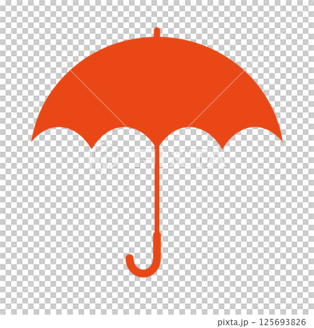 Red orange umbrella illustration icon, solid color, simple, white background, vector, png 125693826