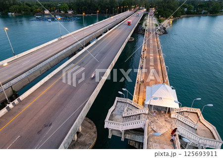 High angle view Sarasin bridge Phuket island Thailand 125693911