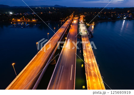 High angle view Sarasin bridge Phuket island Thailand High angle view Sarasin bridge Phuket island Thailand 125693919