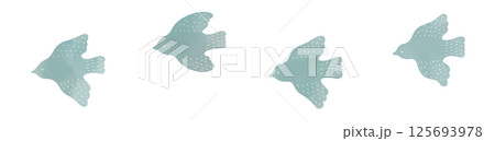 水彩風北欧イラスト鳥セット 水彩風北欧イラスト鳥セット 125693978