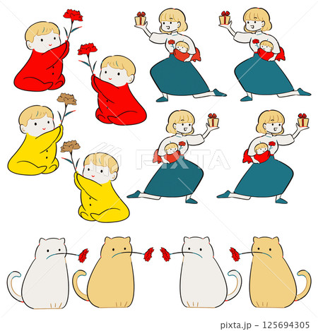 母の日イラストセット 125694305