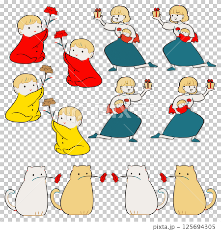 母の日イラストセット 125694305