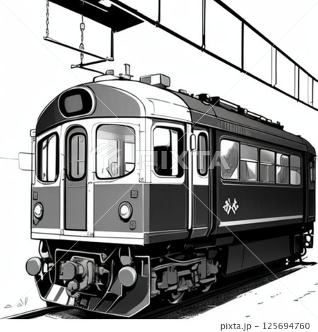 モノクロの電車 125694760