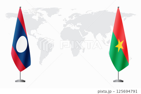 Laos and Burkina Faso flags for official meeting 125694791