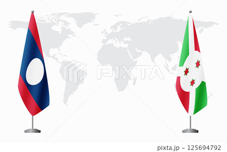 Laos and Burundi flags for official meeting 125694792