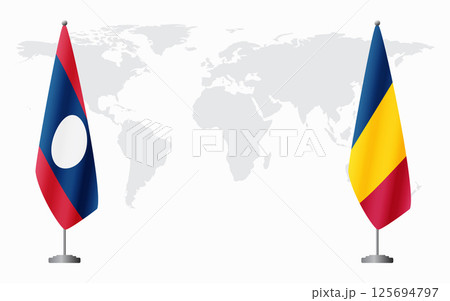 Laos and Chad flags for official meeting Laos and Chad flags for official meeting 125694797