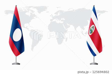 Laos and Costa Rica flags for official meeting 125694802
