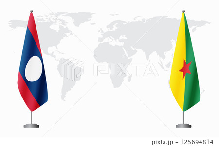 Laos and French Guiana flags for official meeting Laos and French Guiana flags for official meeting 125694814