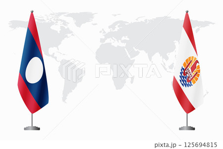 Laos and French Polynesia flags for official meeting 125694815