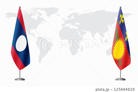 Laos and Guadeloupe flags for official meeting 125694819
