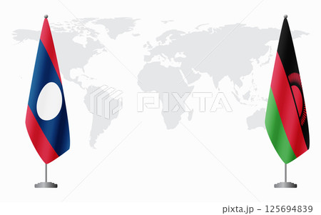 Laos and Malawi flags for official meeting 125694839