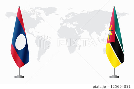 Laos and Mozambique flags for official meeting 125694851