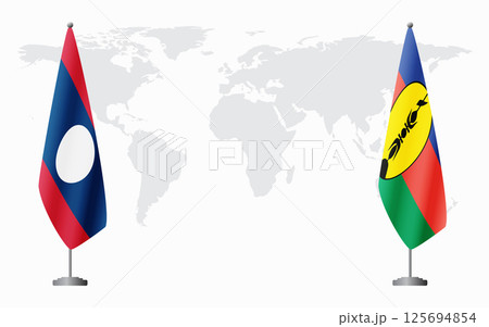 Laos and New Caledonia flags for official meeting 125694854