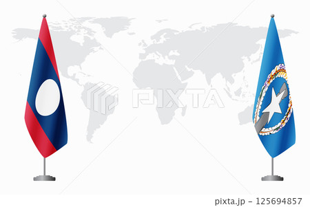 Laos and Northern Mariana Islands flags for official me 125694857