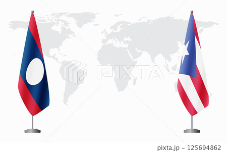 Laos and Puerto Rico flags for official meeting 125694862
