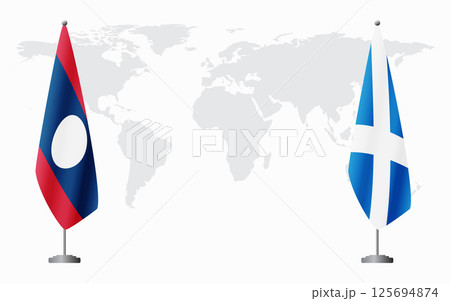 Laos and Scotland flags for official meeting 125694874