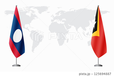 Laos and East Timor flags for official meeting 125694887