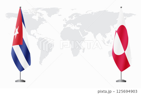 Cuba and Greenland flags for official meeting Cuba and Greenland flags for official meeting 125694903