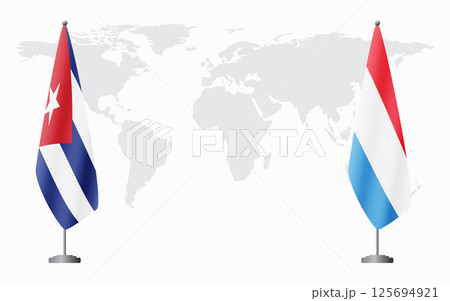 Cuba and Luxembourg flags for official meeting 125694921