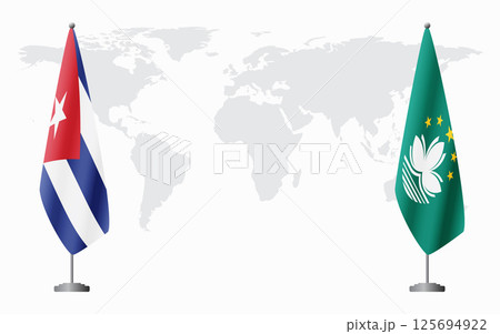 Cuba and Macau flags for official meeting 125694922